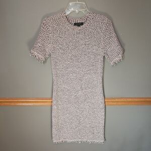 Ann Taylor Textured Knit Mini Dress - Pink and White